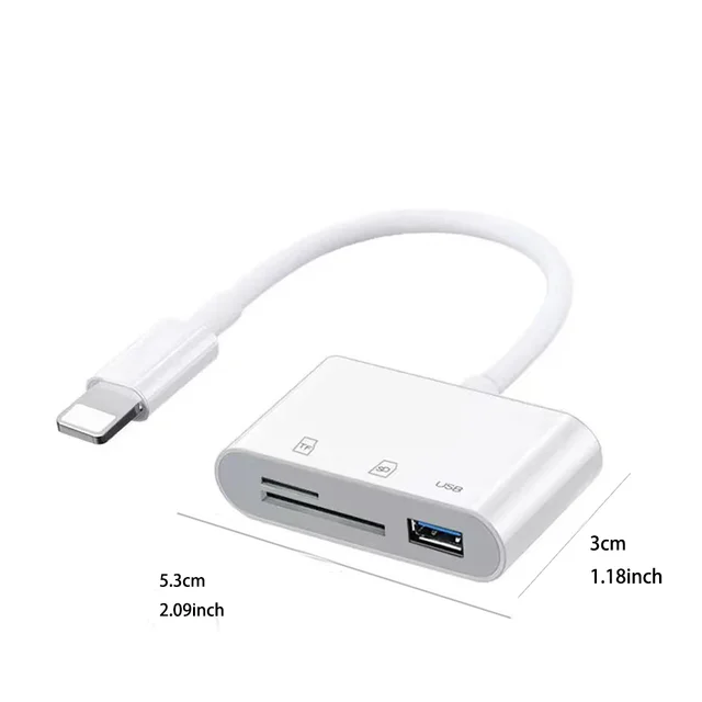 3-in-1 iPhone TypeC to SD & TF Card USB Camera AdapterFor iPhone iPad Card Reader USB Dongle for USB Flash Plug Play 6