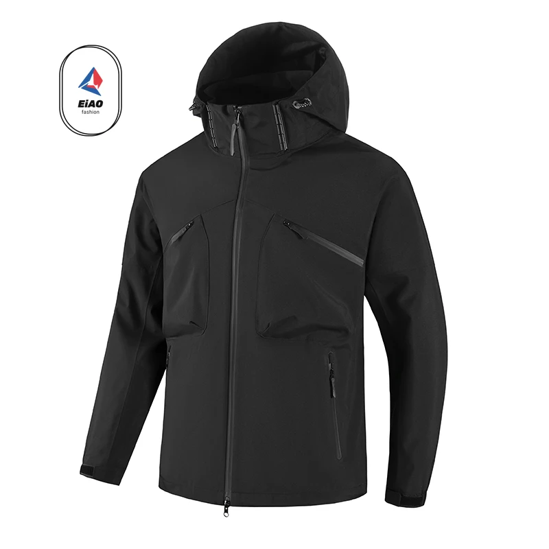 Spring  Autumn Men's Jacket Fashion Sports Windproof Waterproof Oil Proof Coat Outdoor Detachable Hat Zipper Pocket  Windbreaker
