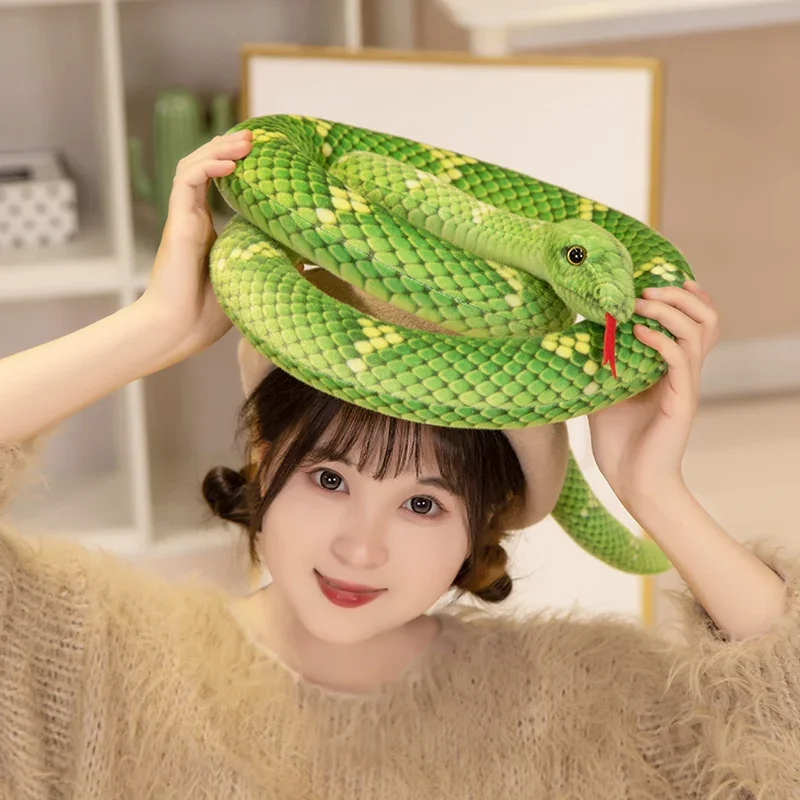 Kawaii Snake Plush Toys Pit Viper Realistic Stuffed Cobra Animal Soft Cotton Cuddly Doll Python Birthday Gifts for Boys 70-280cm