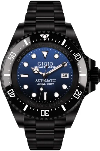 

Men automatic mechanical watch Ceramic black blue 44mm