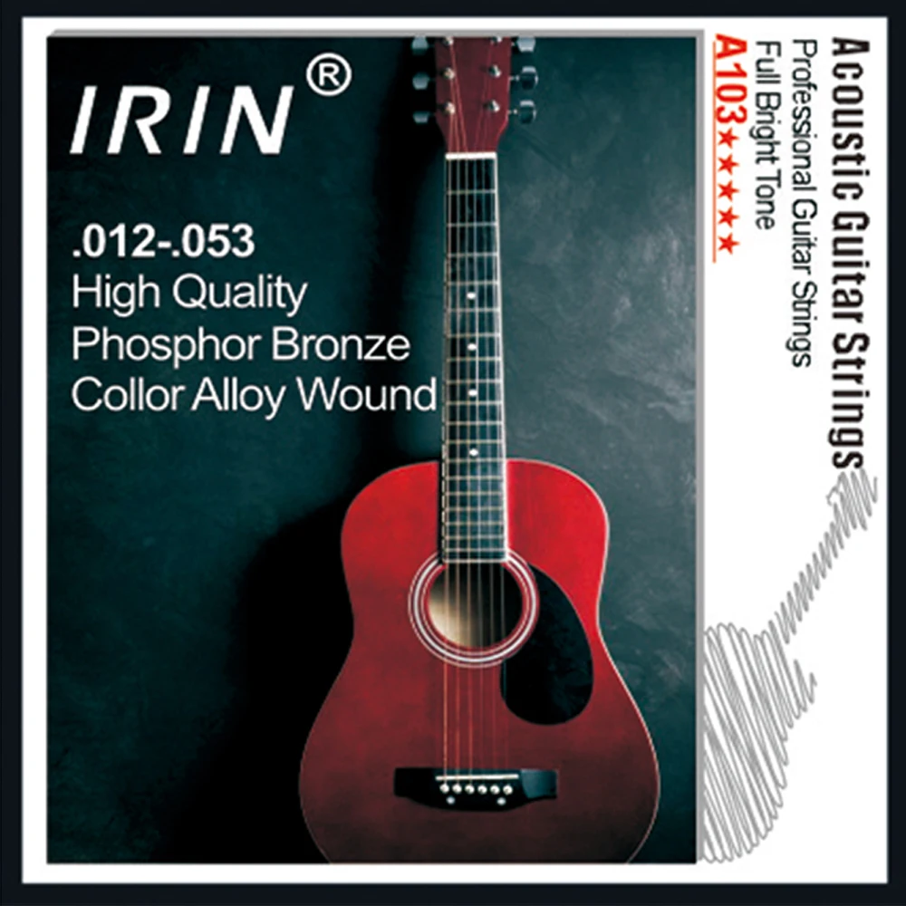 Description Picture 6 of itemIRIN Acoustic Guitar Strings Set Stainless Steel Core Copper Alloy Wound Stringed Instrument Guitar Parts & Accessories