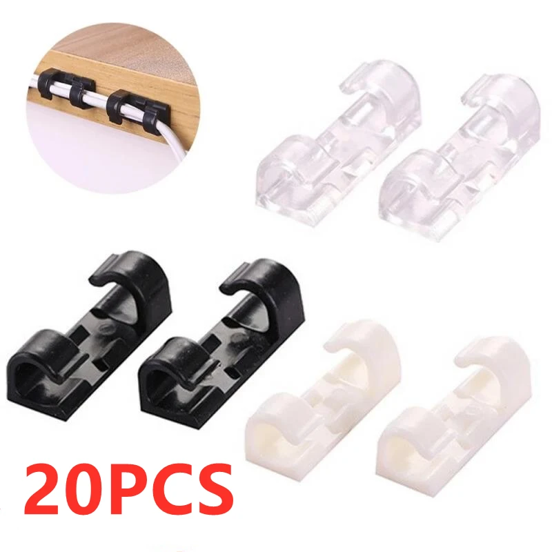 20Pcs Cable Organizer Clips Self Adhesive Cable Clips Organizer Drop