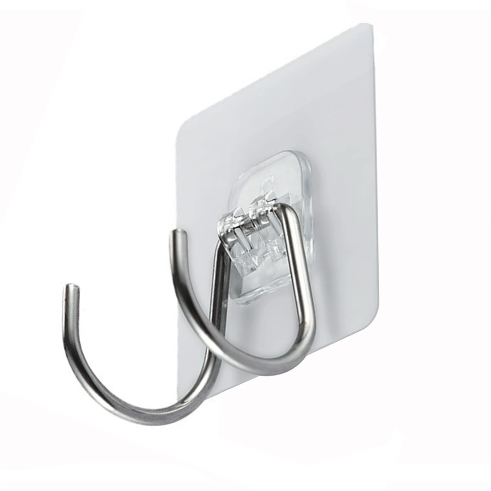 Stainless Steel Strong Adhesive Hook Home Storage Organizer Hook Transparent Waterproof Hooks For Key Bathroom Kitchen Office