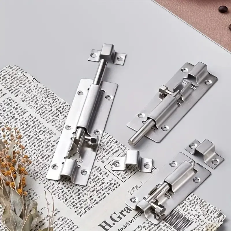 Door Latch Door Security Slide Latch Lock Stainless Steel Bolt Solid Heavy Duty Brushed Finish Sliding Lock
