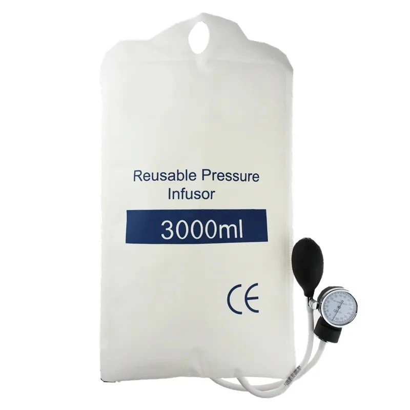 

Medical Pressure Infusion Bag 3000ml For QUALITY FLUID With Gauge and Bulb 0-3000 Mbar For Pulse Injection Pressed Irrigation