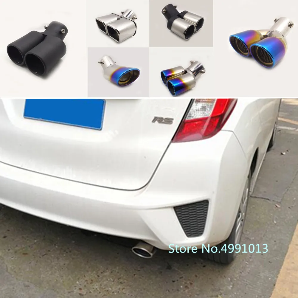 

For Honda Fit Jazz 2014 2015 2016 Car Cover Stainless Steel Muffler Exterior End Pipe Dedicate Exhaust Tip Tail Outlet Ornament