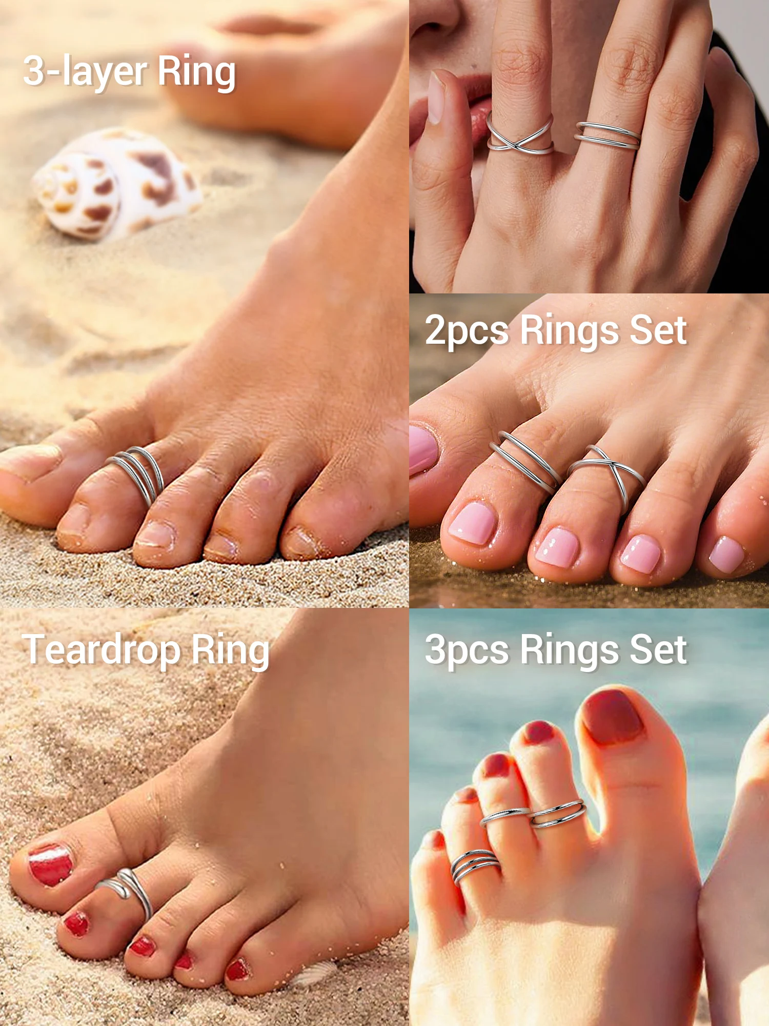 【COYSEIO】 SILVER TOE RING SET Amazon.com: ORAZIO 925 Sterling Silver Toe Rings For Women