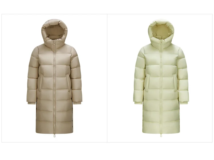Down Jacket Women Long Length Hooded Slit Loose New Winter Water-Repellent Goose Down Clothing