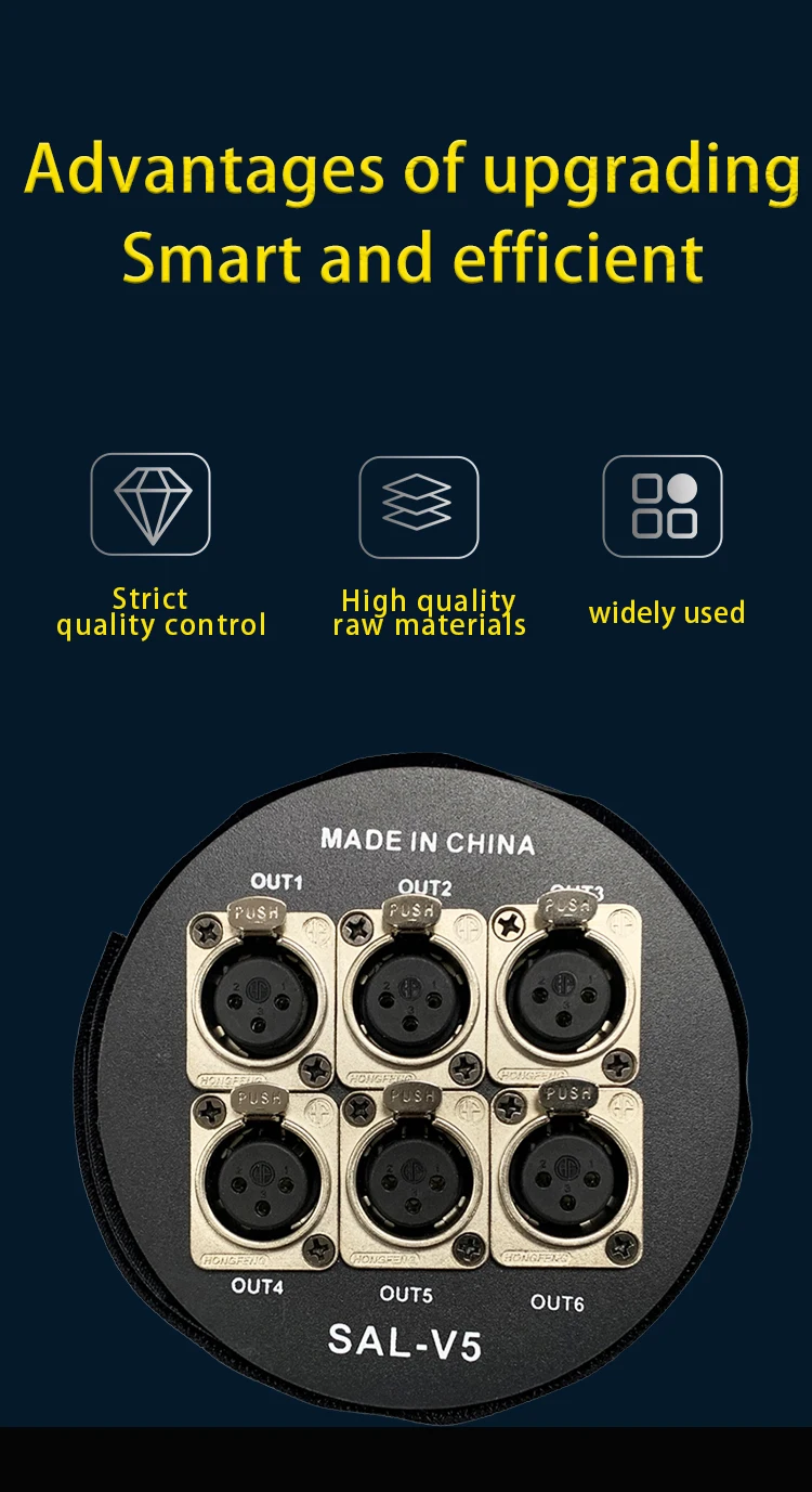Description Picture 4 of item1in 6 out DMX512-RDM Decoder DMX Signal Amplifier Control Console Moving Head Light LED Signal DISTRIBUTOR DJ Disco Stage Bar