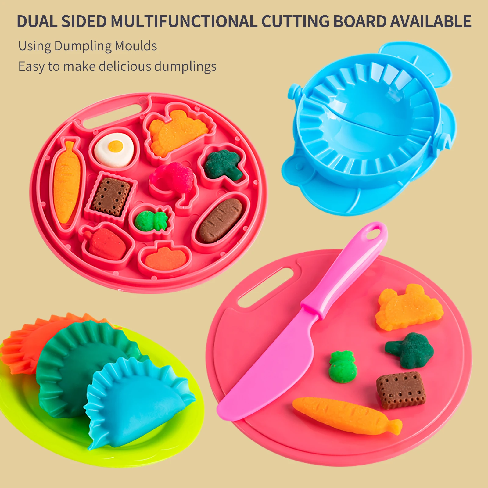 Cartoon Cute Pig Noodle Machine Clay Set Game Noodle Machine Multiple Molds Knife Fork Clay Set Toys " 6