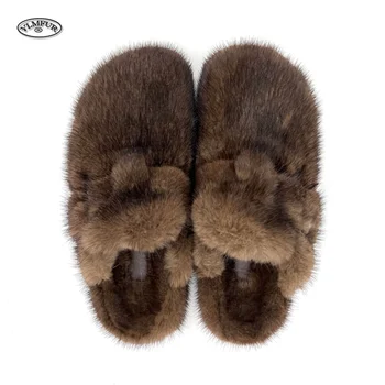 Women's Mink Slippers Clogs Cork Insole Sandals With Arch Support outdoor Real Fur Slides House Slippers Shoes for woman 1