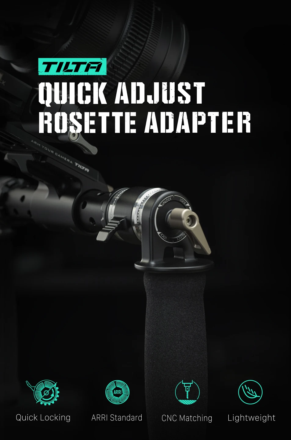 TILTA TA-ARA-L-B Quick Adjust Rosettenadapter Schwarze ARRl-Standardrosette – Detail 2