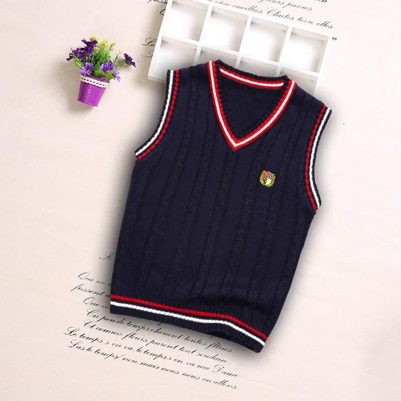 Autumn Boys Sweater Vest Clothes Baby Child Candy Color Knit Waistcoats Cartoon Letter Casual Sweatshirts For Kids Pullovers