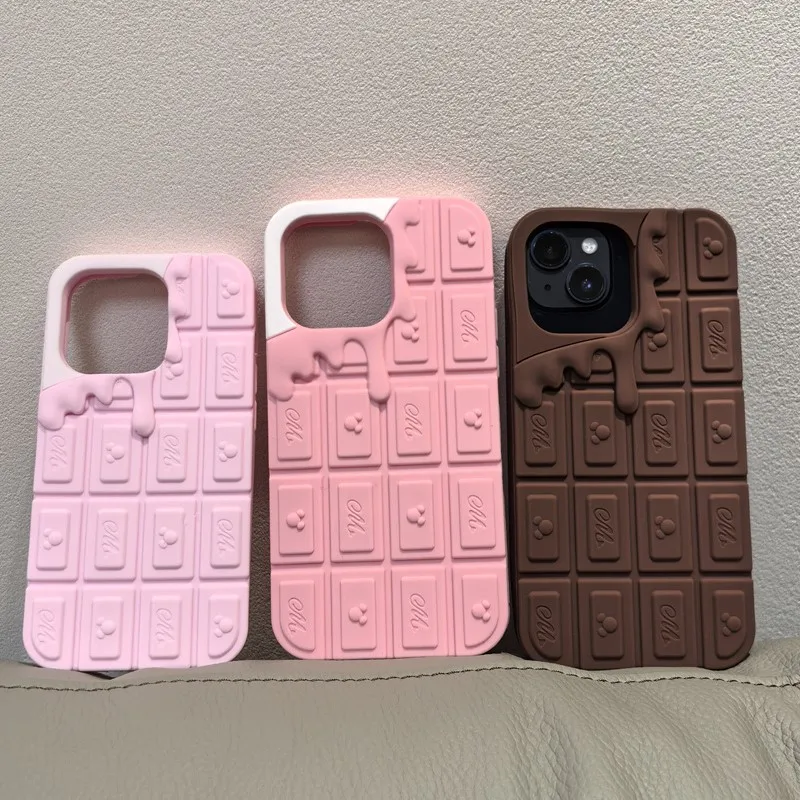 3D Cartoon Chocolate Mickey Minnie Phone Case For iphone 15 Pro Max 16 Plus 14 13 12 Pro Max 11 Funny Soft Silicone Cover
