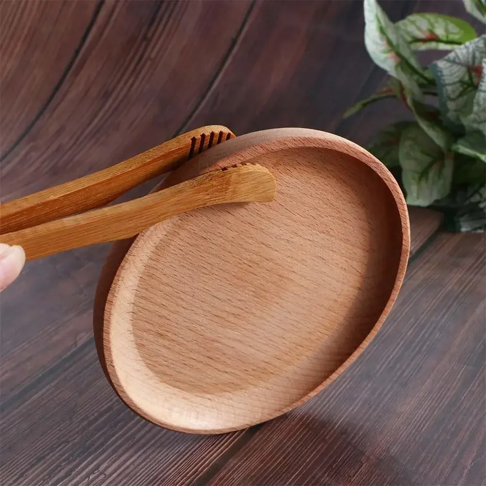 2PCS Bamboo Tea Clip Tongs Bamboo Salad Food Toast Bend Clip Straight Clips Kitchen Accessories Teaware
