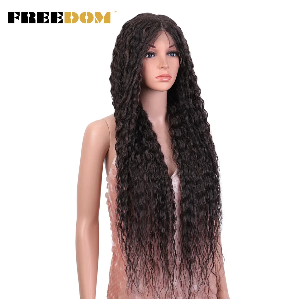 Synthetic Lace Front Wigs 34 Inch Long Curly Hair Lace Wigs For Women Ombre Brown Bug Front Cosplay Wig