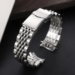 Stainless Steel Watchband with Screw Link and Straight/Curved End Strap - 20/22mm Bracelet - 22mm (Curved End)