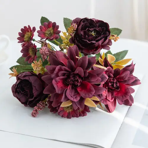 Artificial Flowers Silk Dahlia Rose daisy Valentine's Home RoomDecoration Bonsai Room Wedding Bridal Bouquet Party Diy Hot sales - Image 9