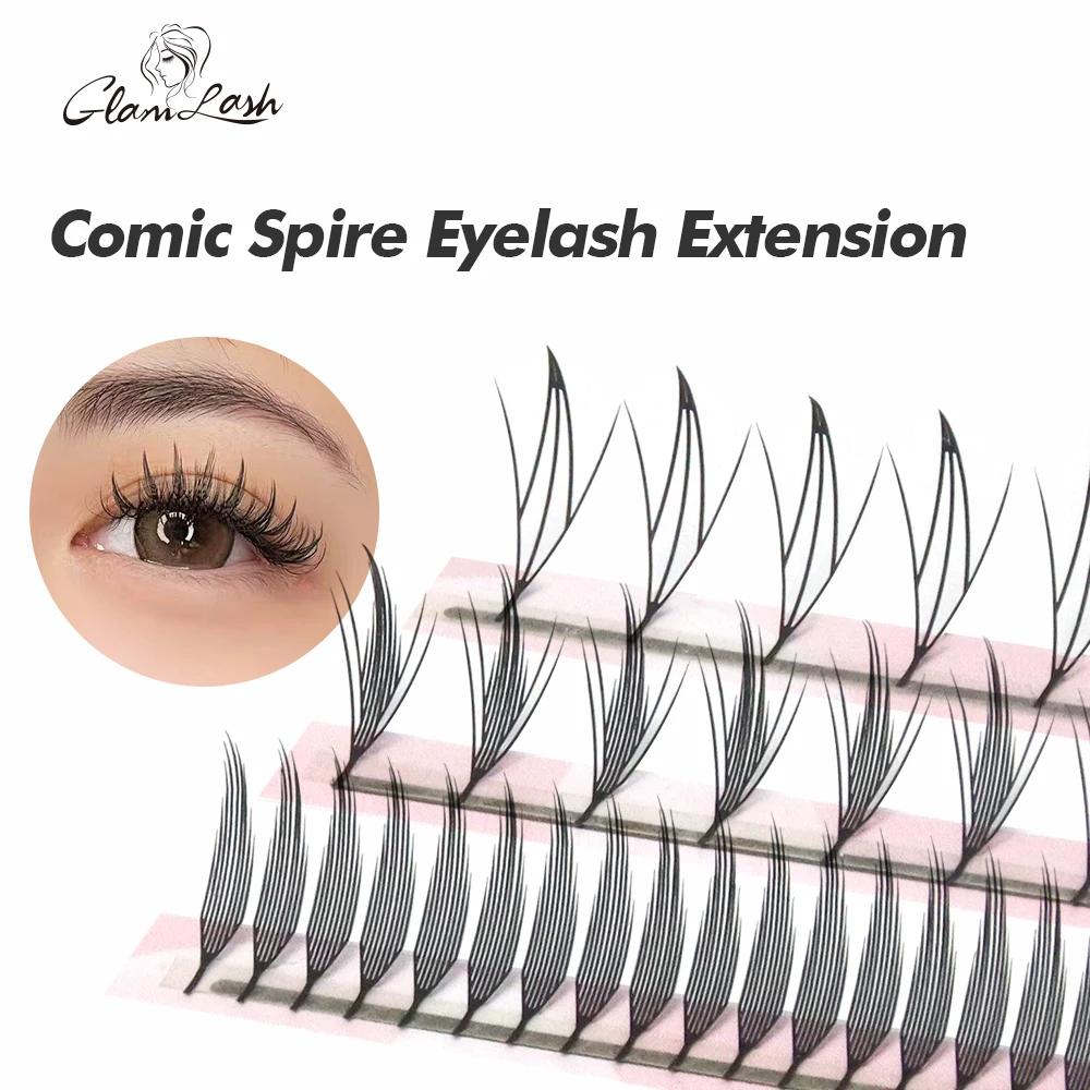 GLAMLASH Comic Spire Wimpernverlängerung Natürliche Comango Manga Falsche Wimpern Vorgefertigte Fächer Feder Anime Wimpern Make-up-Tools