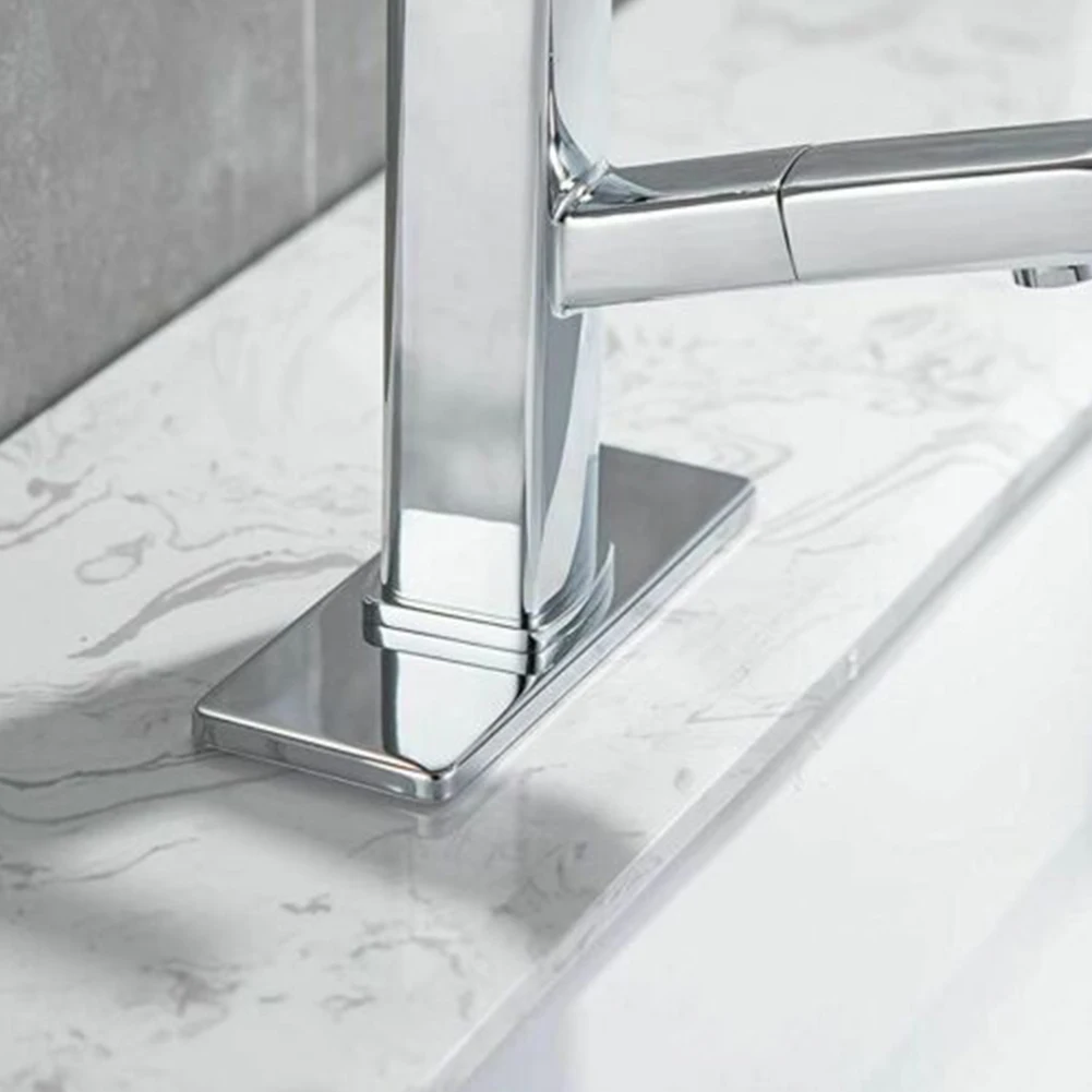 

1PC Faucet Plate Hole Tap Cover Deck Plate Stainless Steel Bathroom Kitchen Sink 162*63mm For Most Single Hole Faucet