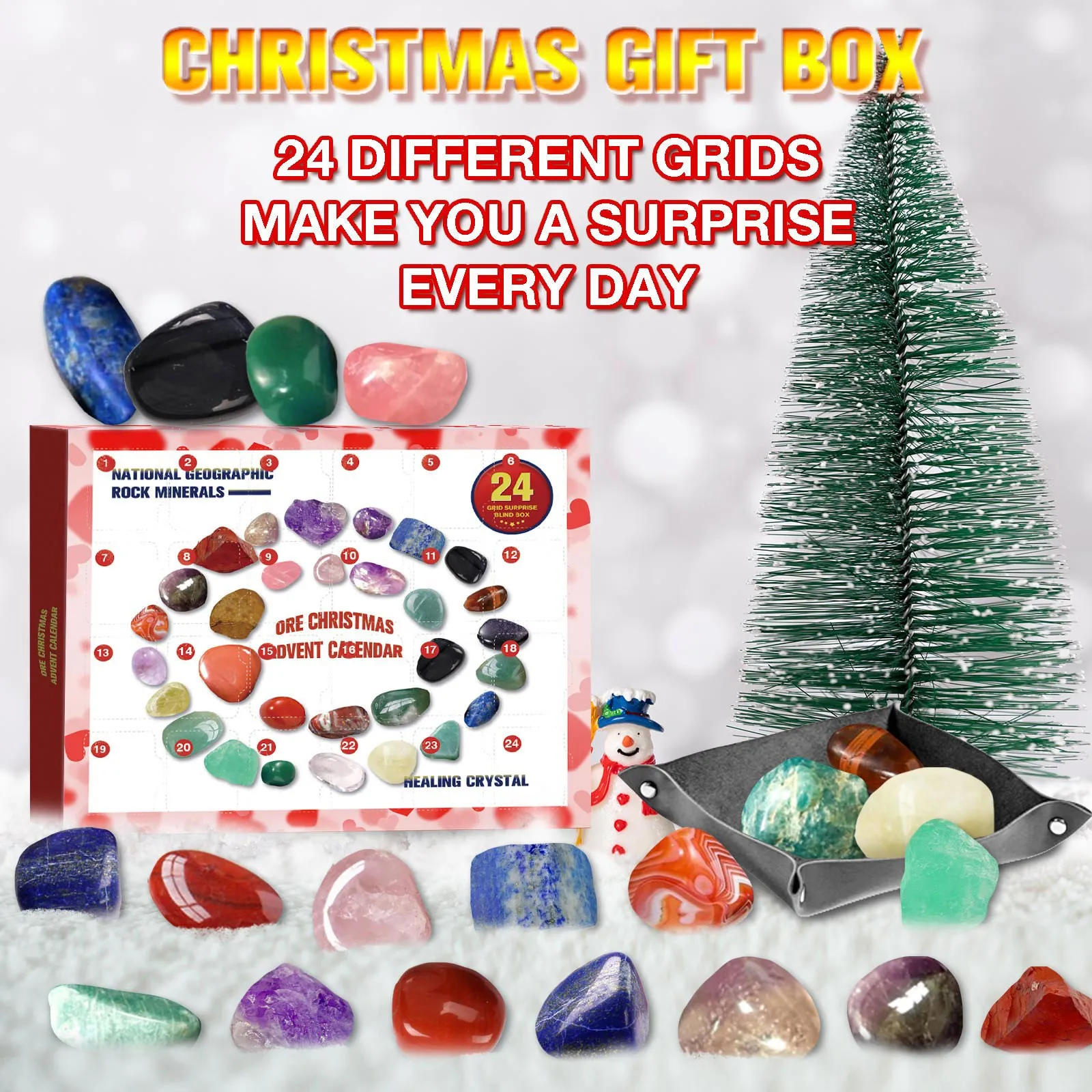 Christmas Advent Calendar for Kids Rock Collection 2025 With 24 Gemstones For Friend
