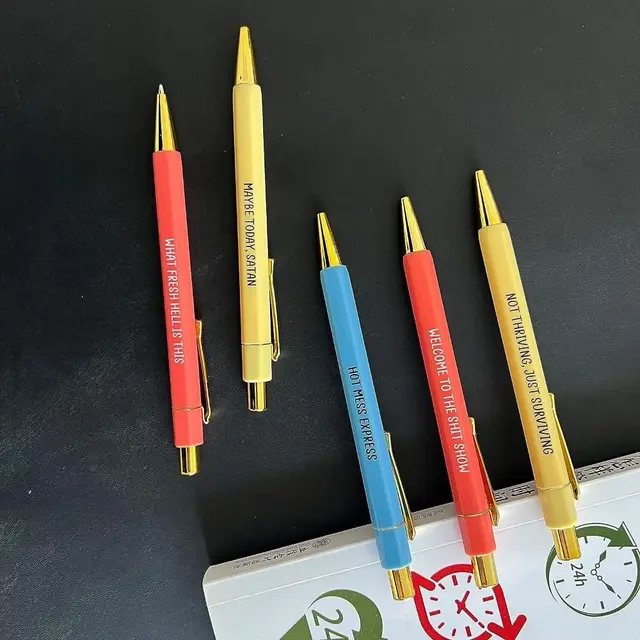 5PCS Offensive Pen MAMA Pen Creative Plastic Negative Pen Shit