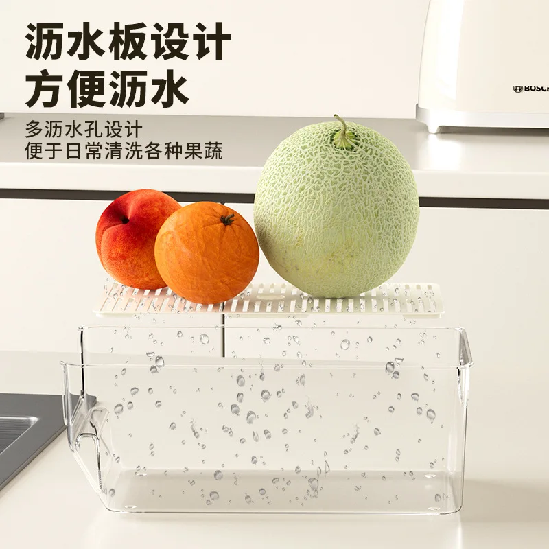 Transparent refrigerator storage box food grade household drawer kitchen storage special drink egg vegetable drain box 4