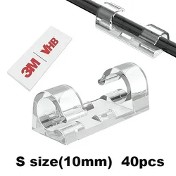 Self - Adhesive Cable Clips for Effective Wire Management and Organization (20/40 Pack) (S - 40Pcs - Clear)