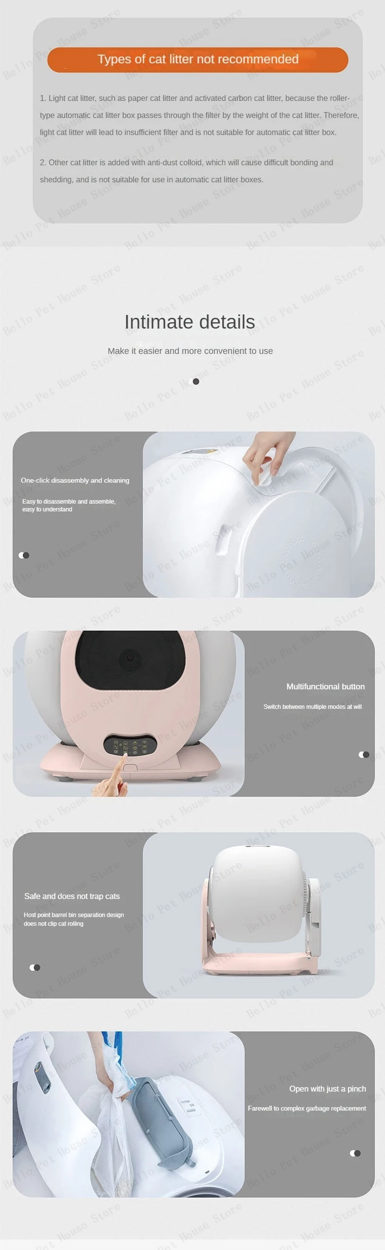 Litière pour chat automatique autonettoyante et anti-odeurs_voghion.com