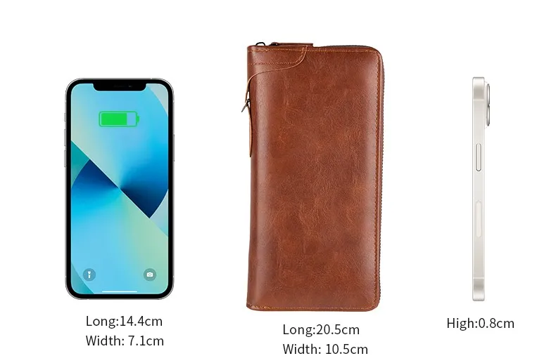 Herren-Langbrieftasche mit Reißverschluss, hochwertige PU-Leder-Geldbörse für Herren, RFID-blockierende Business-Clutch, Kreditkartenetui, Herren-Geldbeutel – Detail 4