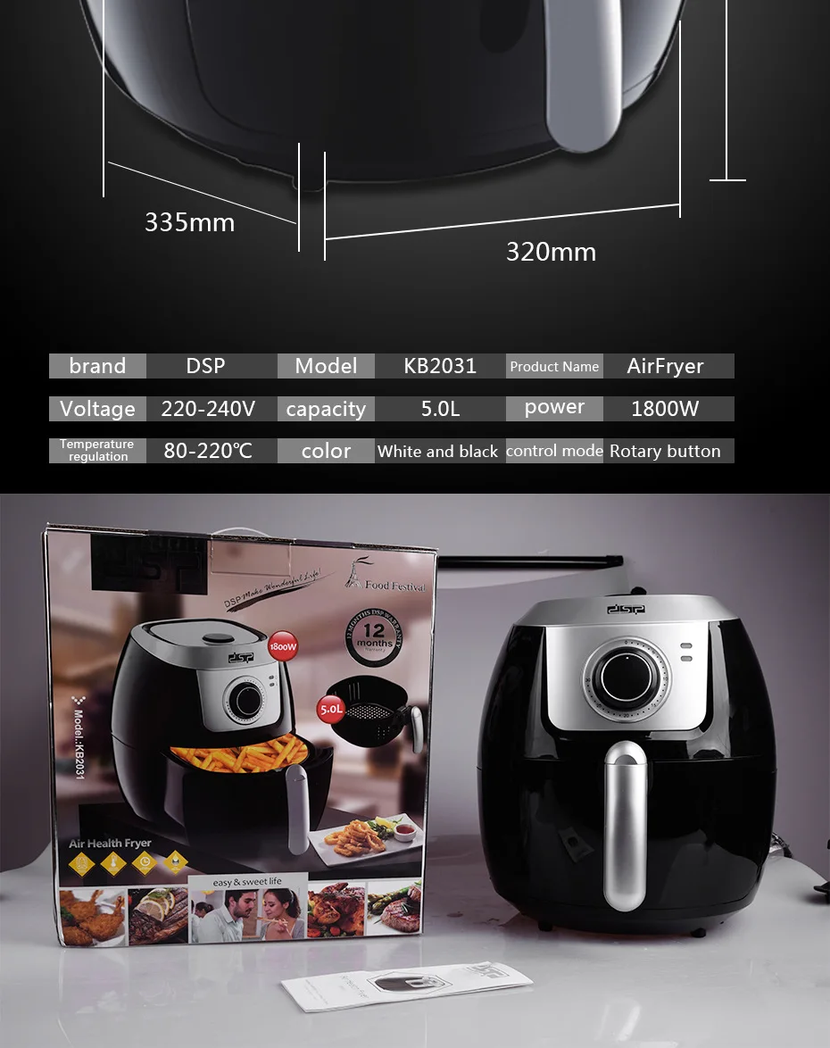 Capacidade para Frango Forno de Fritadeira de ar Forno Elétrico Quente Oilless Fogão Wtih Grande Inteiro 6.4l Combowith Controle Mecânico Computers & Electronics