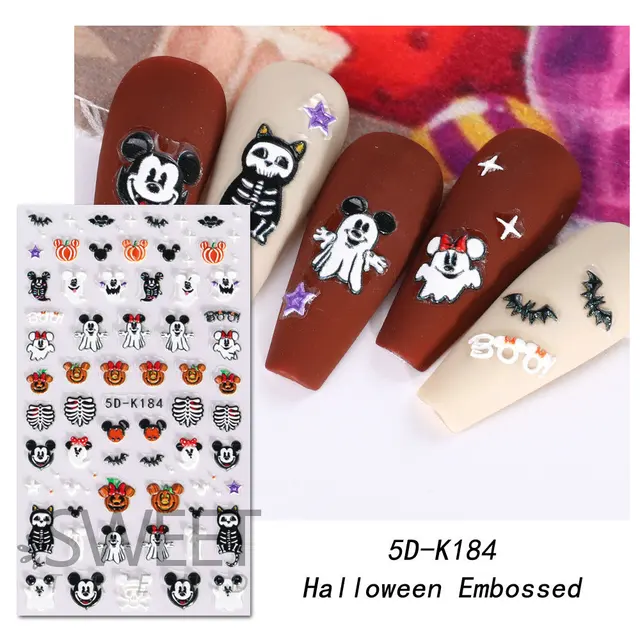 1pcs 5d Exquisite Halloween Nail Stickers Pink Kawaii Ghost