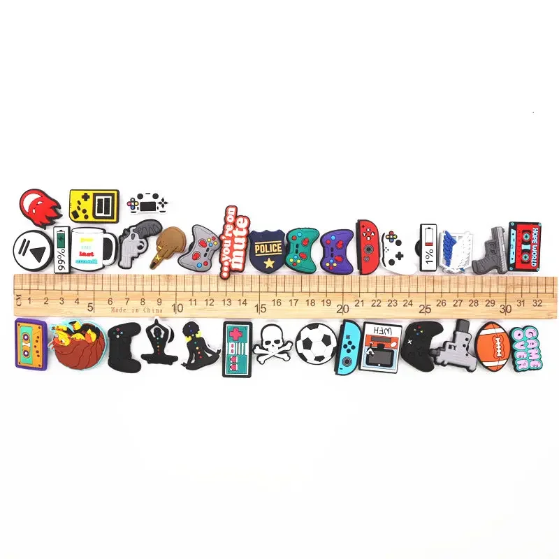 Shoe Charms 1pcs Gamepad Gun Yoga Football Electricity Garden DIY Wristbands Accessories Decorations