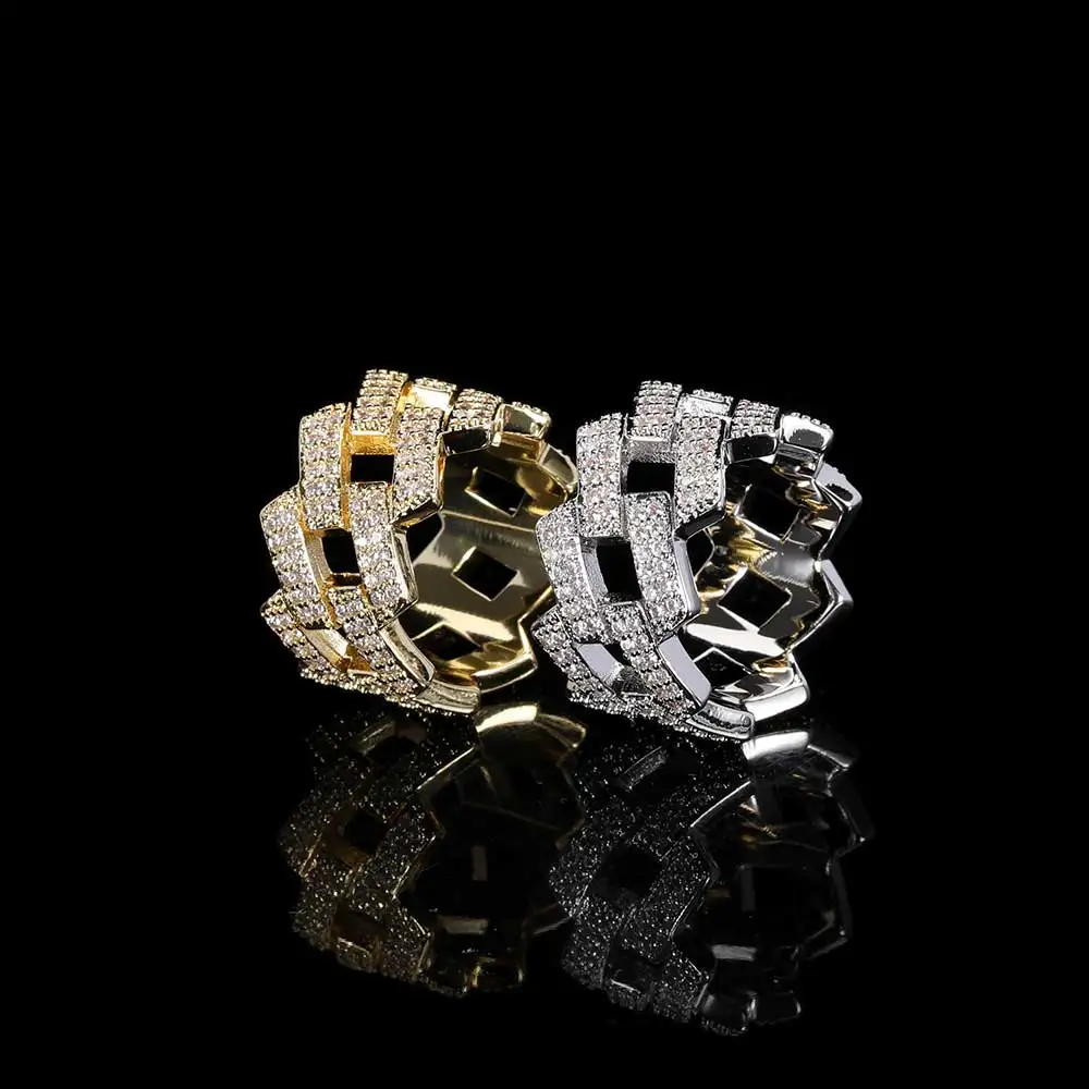 Hip Hop Fashion Iced Out For Men Brass Setting Cubic Zircon