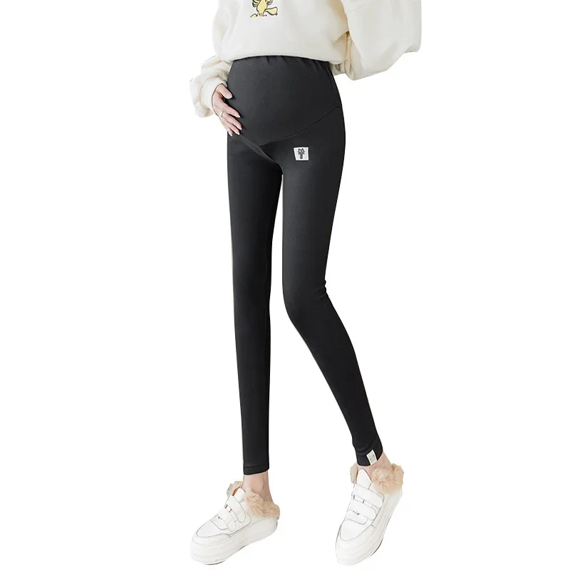 Cotton Autumn Winter Maternity Velvet Leggings For Pregnant Women Black Pants Pregnancy Inner Wool Warm Nursing Tummy Clothes