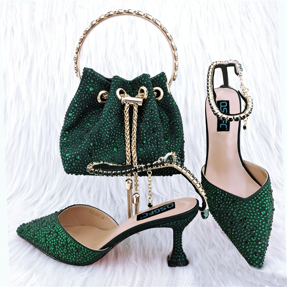 

Sexy Design Perfect Sequins Excellent High-End Party Set Shoes And Bags Open-Toe Heels T-Strap Shoes Gold Clutch Bag