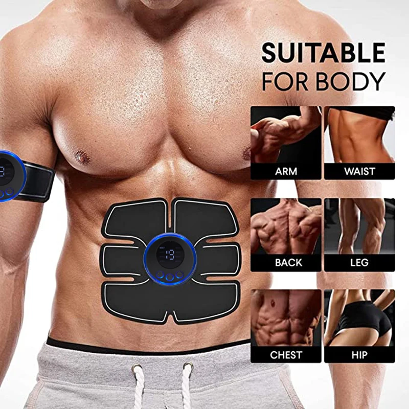 USB Rechargeable Electric Massager Wireless Abdominal Fitness Patch Body Shaping Massager Wireless LCD Display Arm Trainer