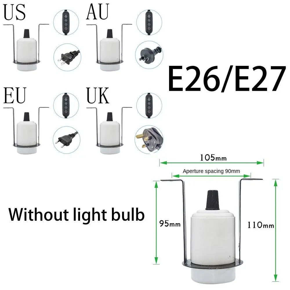 E26/E27 Reptile Ceramic Light Holder Timeable Energy Saving Lizard Turtle Lamps Shade Lightweight Turtle Amphibian Lamp Holder