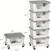 Plastic Stacking Basket with Wheels Stackable Storage Basket Organizer 5 Tiers 3