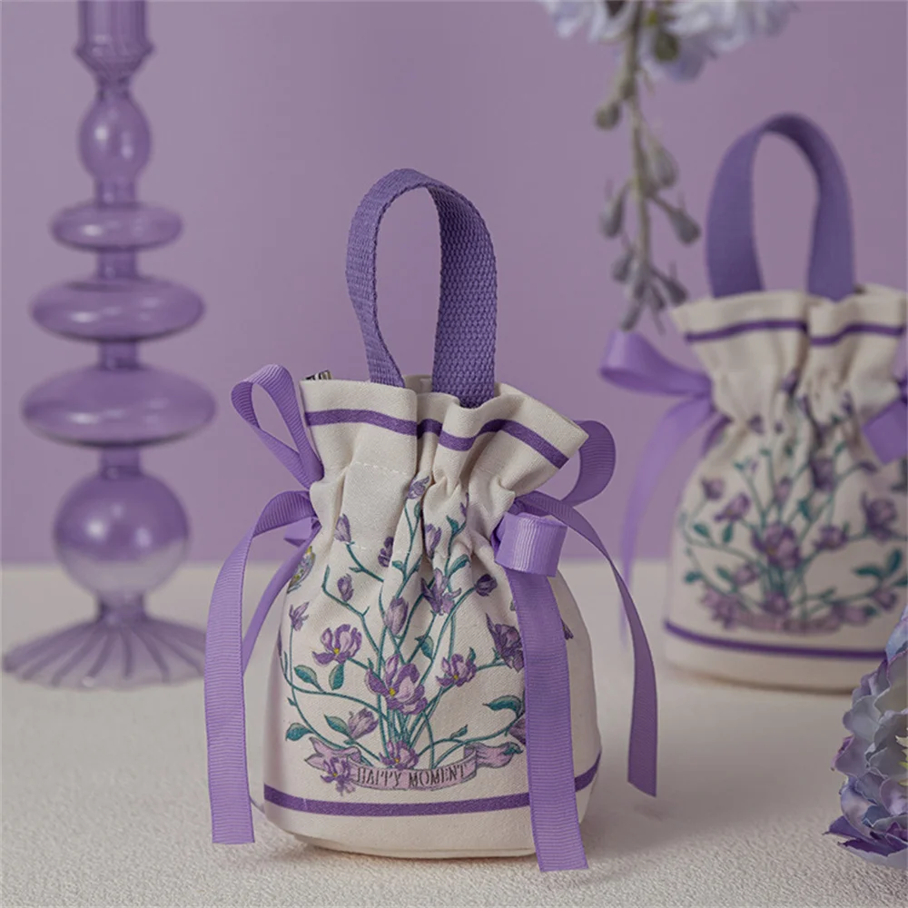 Wedding Candy Bag Flower Patterns Drawstring Gift Bag Festival Party Candy Packing Pouch Handheld Jewerly Gift Storage Bags