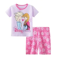Pyjama d'été décontracté à manches courtes pour enfants, reine des neiges congelée, costume de dessin animé, en coton, Costumes pour enfants 4