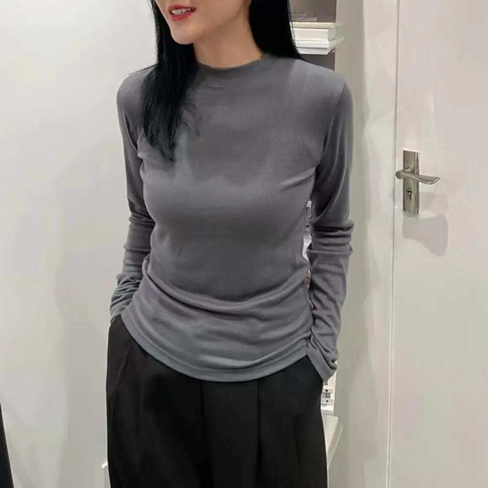 

Women Fall Shirt Cozy Stand Collar Women's Sweater Blouse for Fall Winter Soft Warm Pullover with Stretchy Elastic Fit Thickened