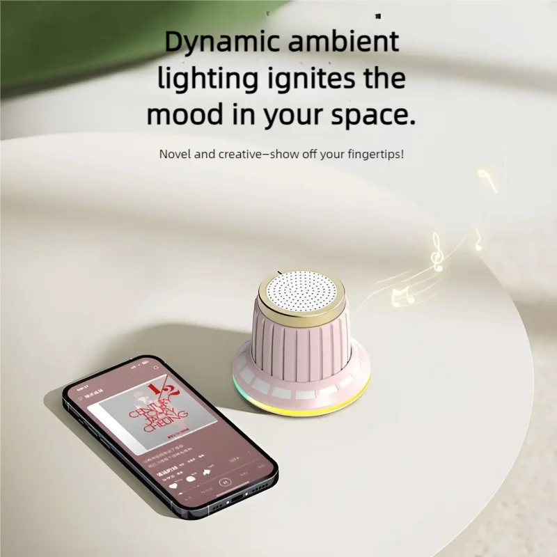 Portable Bluetooth Speaker With Colorful LED Light Music Stereo Surround Mini Audio Player Speaker Microphone Turn Adjust Volume - 2