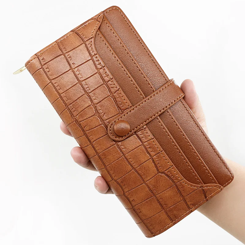 Long Women's Wallet Female Stone Pattern Zipper Coin Purses Luxury Designer Card Holder Clutch Ladies Money Bags Handbags