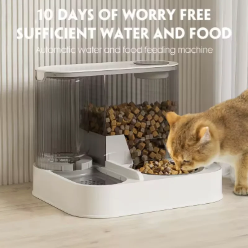 Automatic Pet Feeder And Water Dispenser With Stainless Steel Bowl_voghion.com