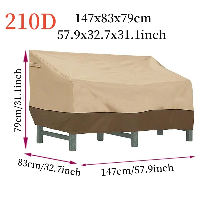 210D Outdoor Waterproof Chair Sofa Cover,Beige Coffee Color Furniture Cover,Garden Park Patio Benchs Table Rain Protector Cover 6