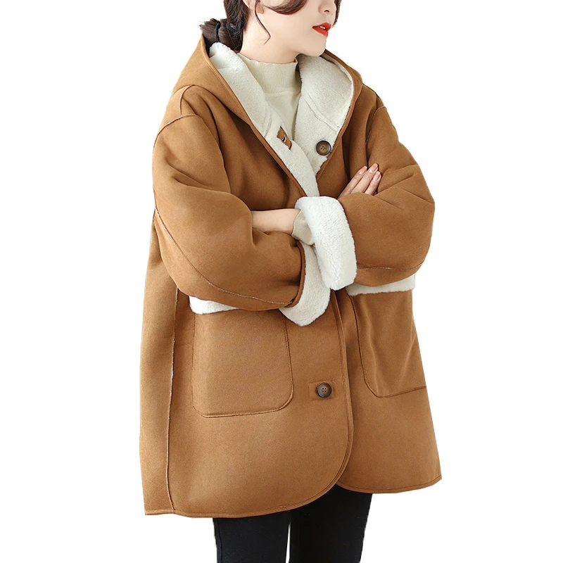 Winter Maternity Luxury Coats Thick Warm Plus Size Pregnant Woman Loose Outwear Fashion Pregnancy Hooded Jackets Reversible Coat