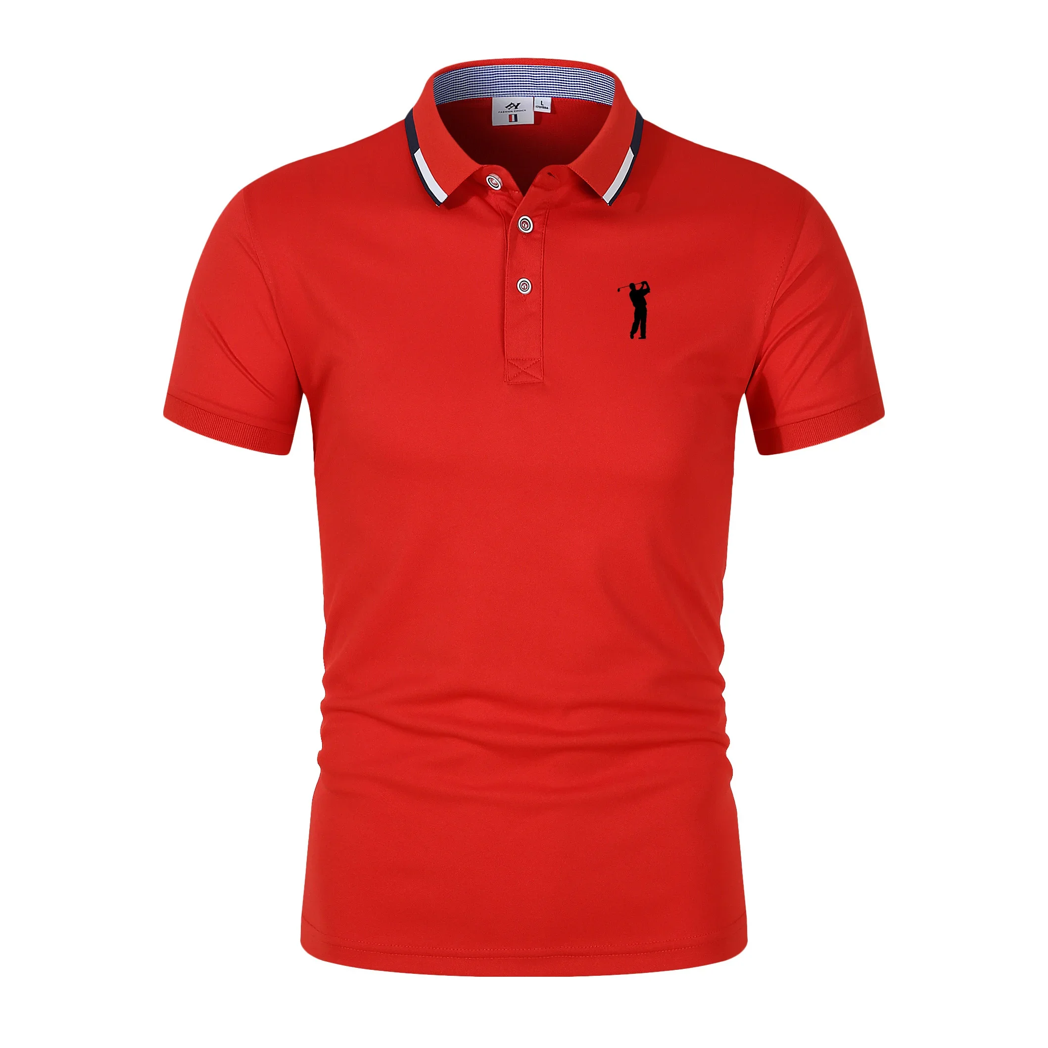 Golf Short Sleeve Polo T-shirt Office Spring Summer Classic Clothing Lapel Man Button Trim POLO Shirts Business And Leisure Tops