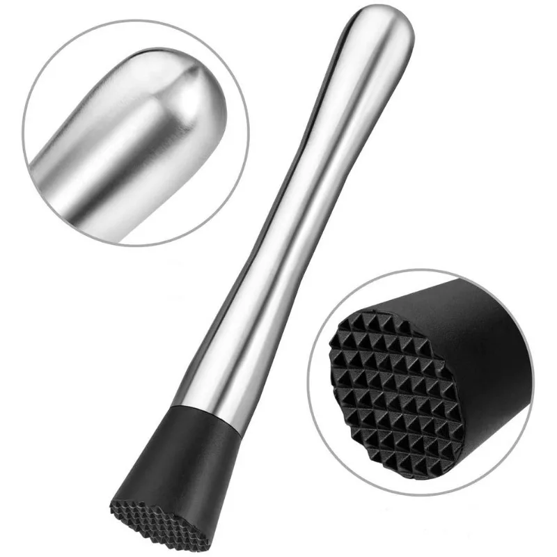 1/2Pc Stainless Steel Cocktail Muddler with Bar Mixing Spoon Long Drink Stirrer Bar Accessories cocktail stirrers,bar muddler