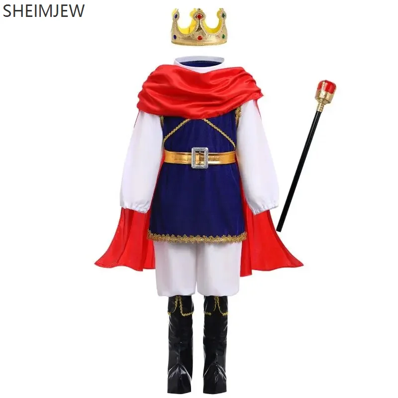 Boys King Carnival Costume Role Play Medieval Royal Prince Suit for Birthday Party Fancy Dress Stage Show Gentleman Suit Dress kids cosplay costume medieval prince costume